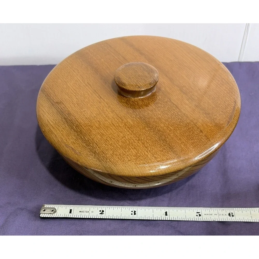 Vintage Oregon Myrtlewood Chalet Lidded Bowl Hand Turned Mid Century Modern